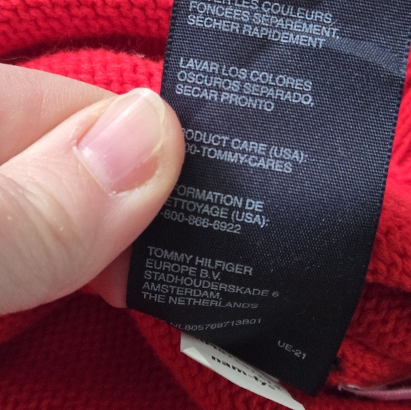 Tommy Hilfiger Womens Medium Red Cotton Snowflake Winter Sweater - Picture 10 of 10